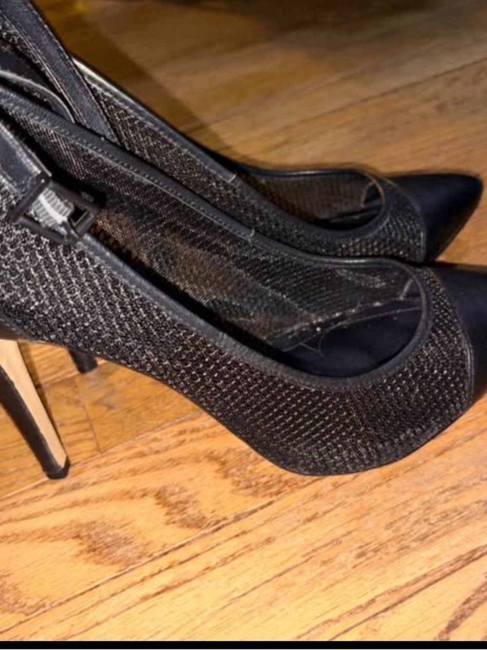 BCBG Black Mesh Pointed-Toe Stiletto Pumps